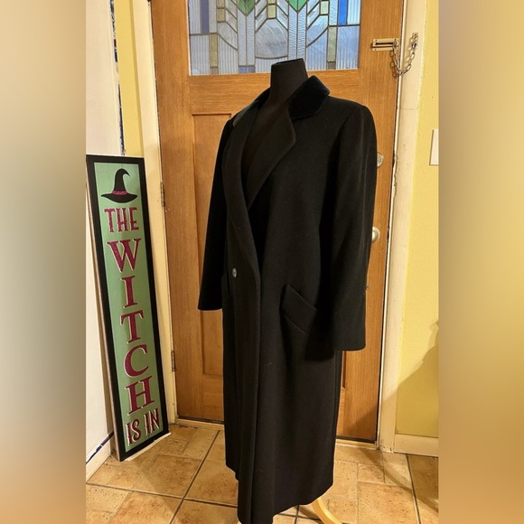 Vintage Talbots Wool Double Breasted Black Overcoat Size 10 Winter Coat - Picture 6 of 11